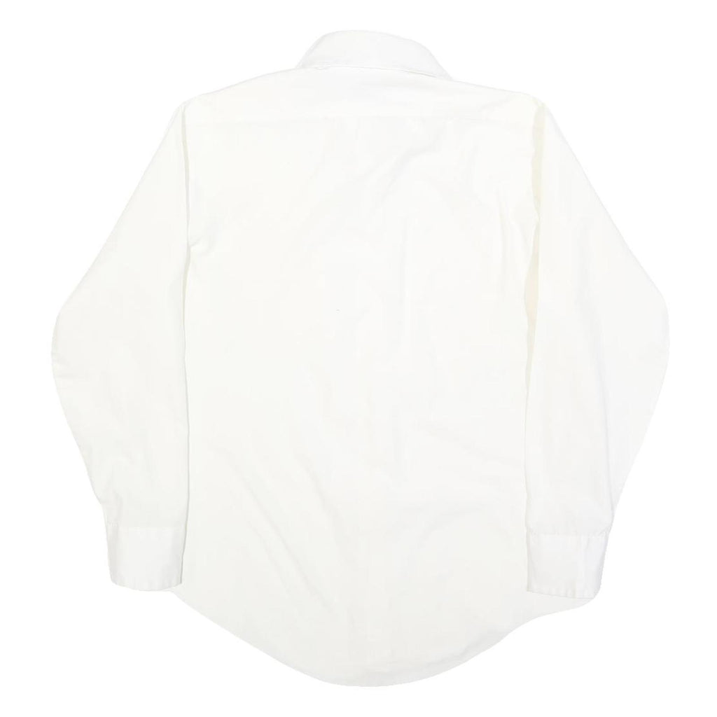 BAYMART Mens White Plain Shirt M Casual Button Down Cotton Blend Classic