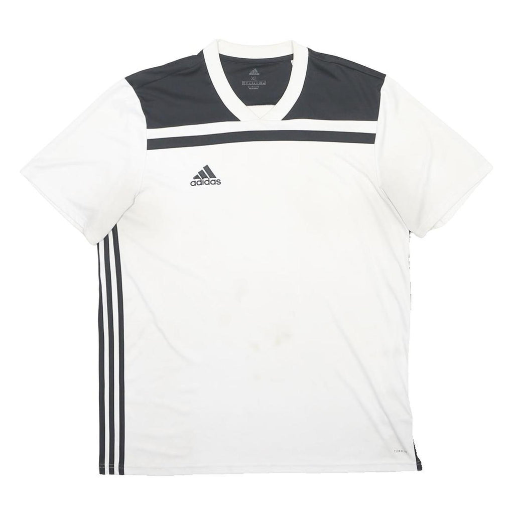 ADIDAS Mens White & Black Sports T-Shirt XL Short Sleeve V-Neck Polyester