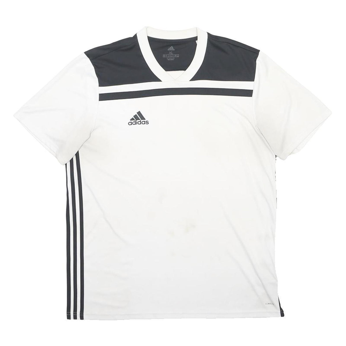 ADIDAS Mens White & Black Sports T-Shirt XL Short Sleeve V-Neck Polyester