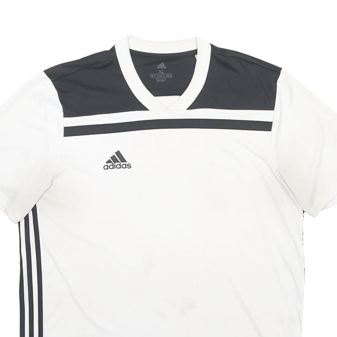 ADIDAS Mens White & Black Sports T-Shirt XL Short Sleeve V-Neck Polyester