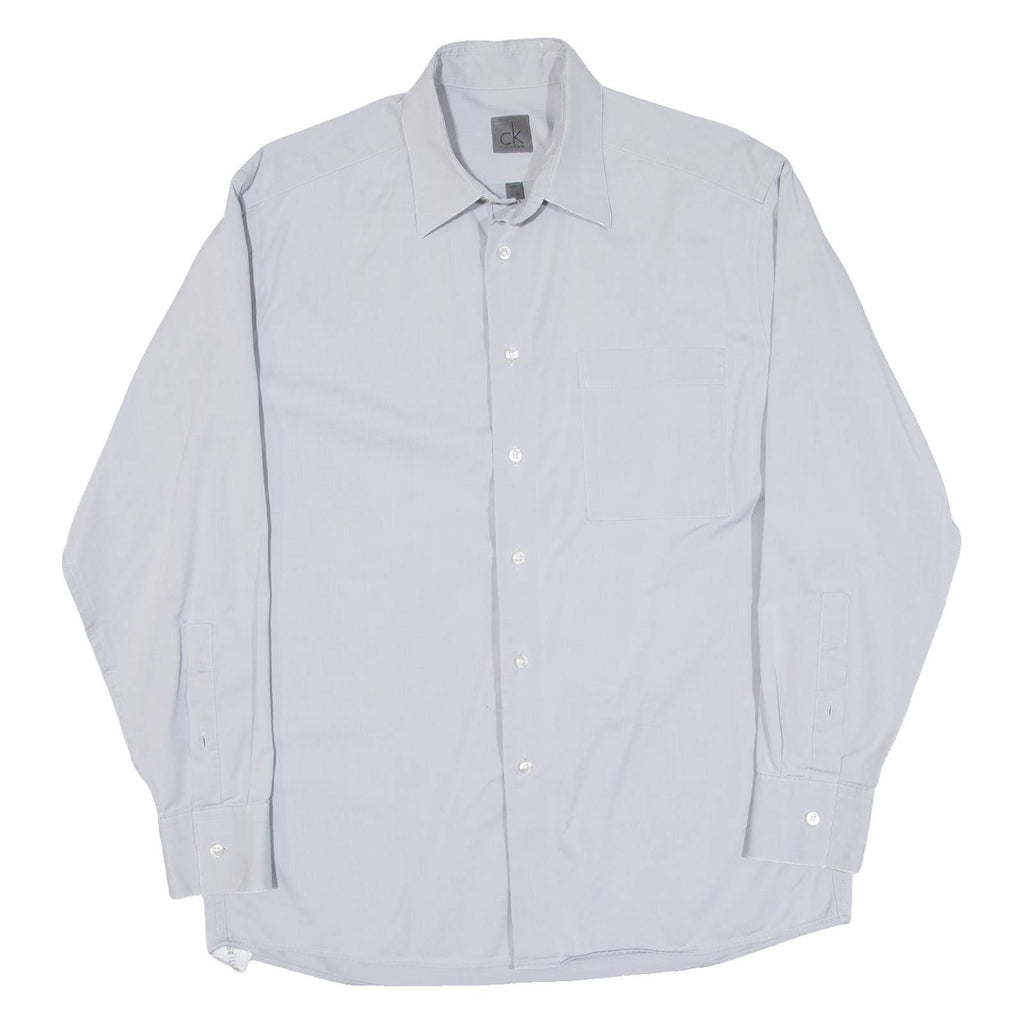CALVIN KLEIN Mens Plain Shirt Grey Long Sleeve L