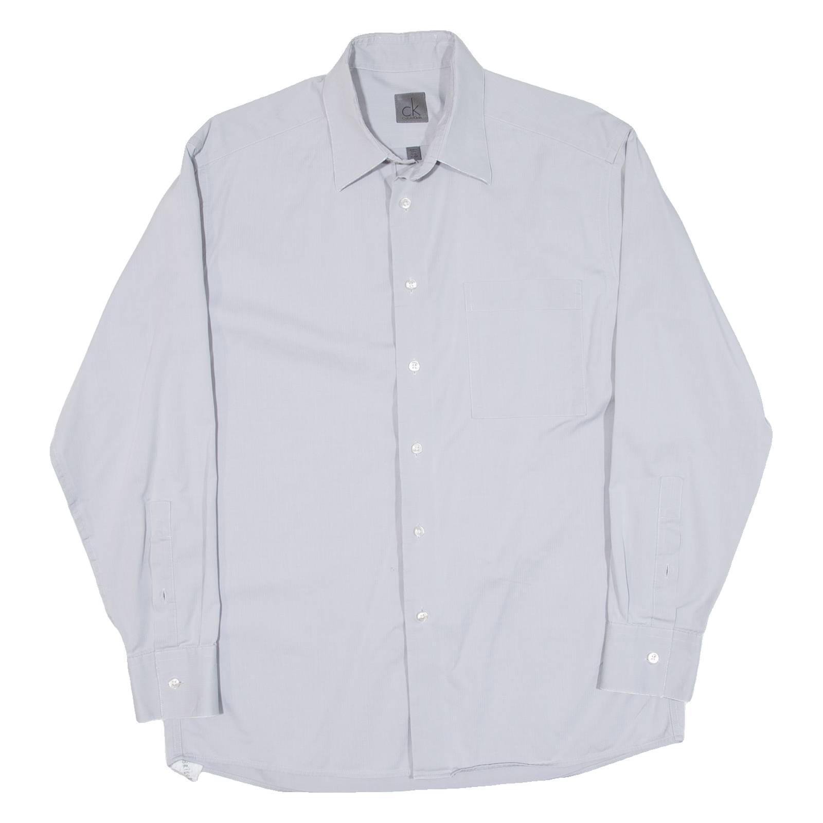 CALVIN KLEIN Mens Plain Shirt Grey Long Sleeve L