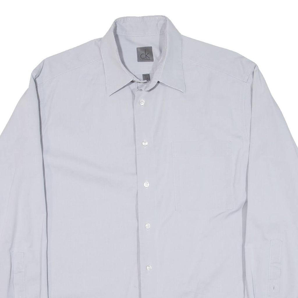 CALVIN KLEIN Mens Plain Shirt Grey Long Sleeve L