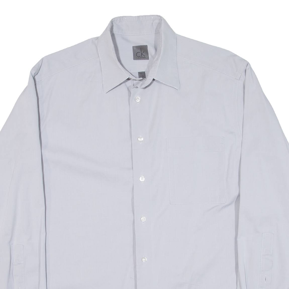 CALVIN KLEIN Mens Plain Shirt Grey Long Sleeve L