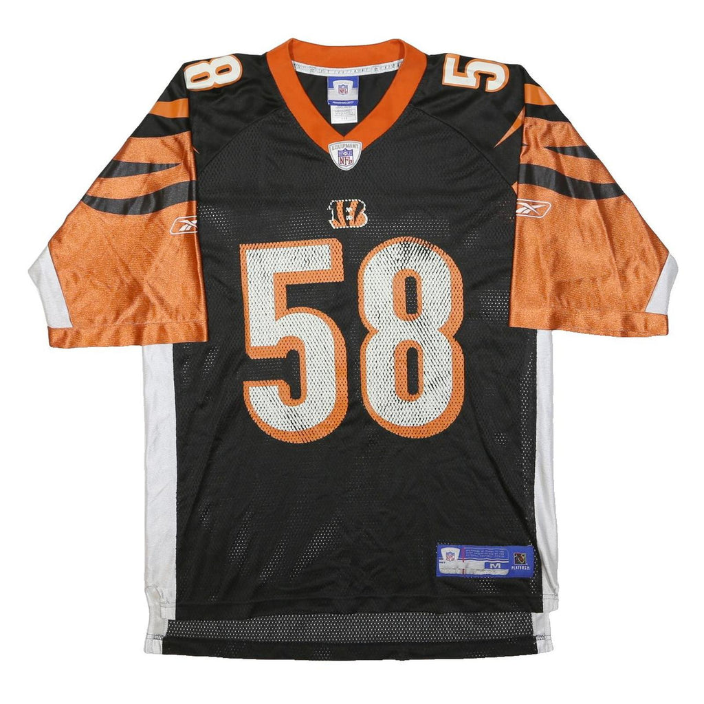 NFL Mens Black & Orange 58 Maualuga Football T-Shirt M Short Sleeve V-Neck