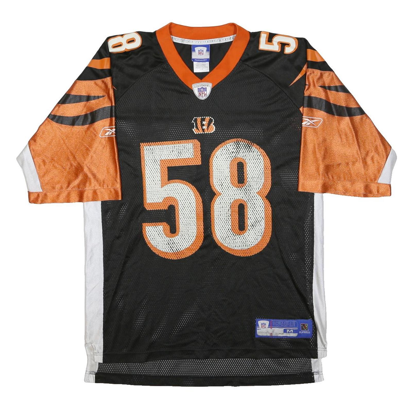 NFL Mens Black & Orange 58 Maualuga Football T-Shirt M Short Sleeve V-Neck