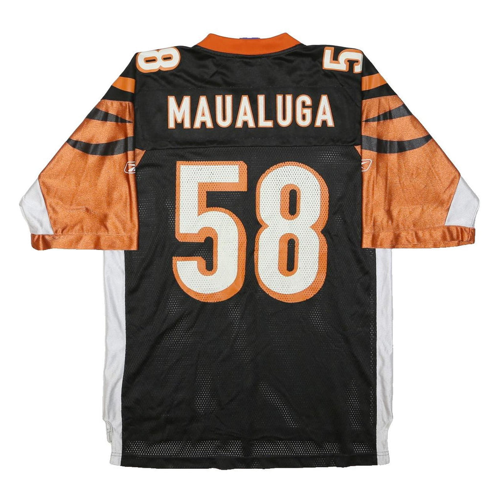 NFL Mens Black & Orange 58 Maualuga Football T-Shirt M Short Sleeve V-Neck