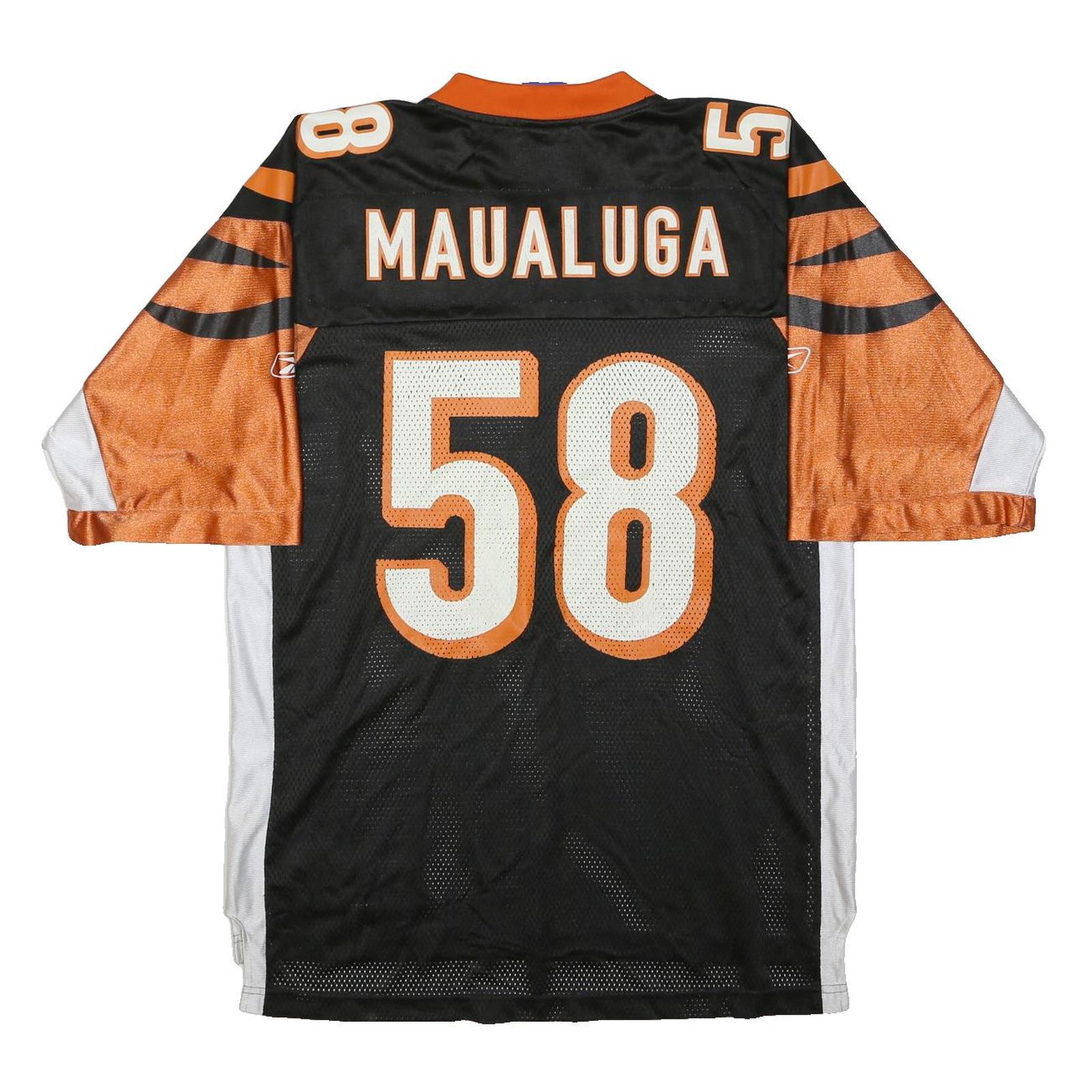 NFL Mens Black & Orange 58 Maualuga Football T-Shirt M Short Sleeve V-Neck