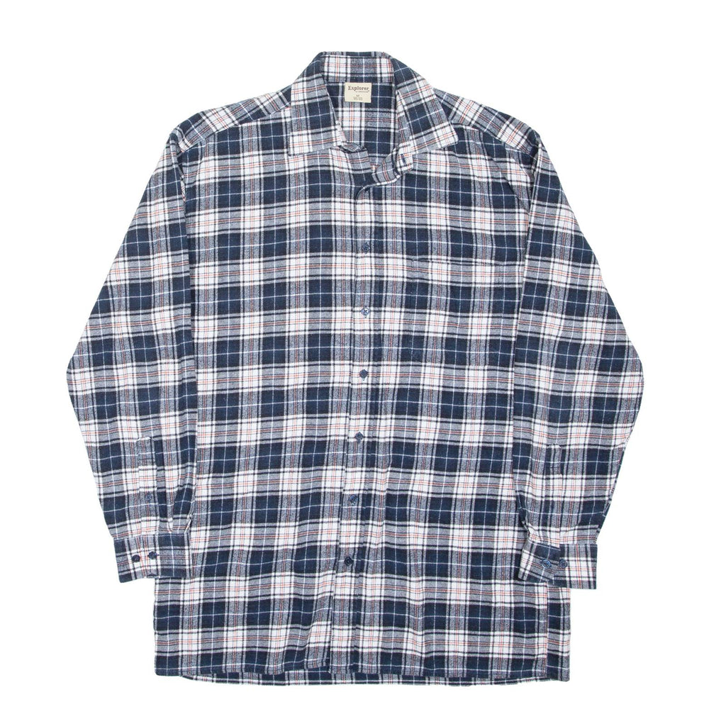 EXPLORER Mens Shirt Blue Check Long Sleeve M