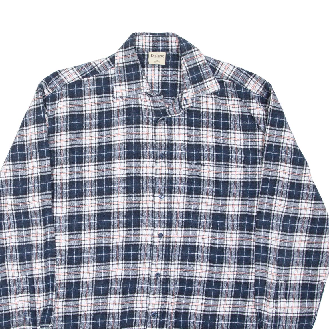 EXPLORER Mens Shirt Blue Check Long Sleeve M