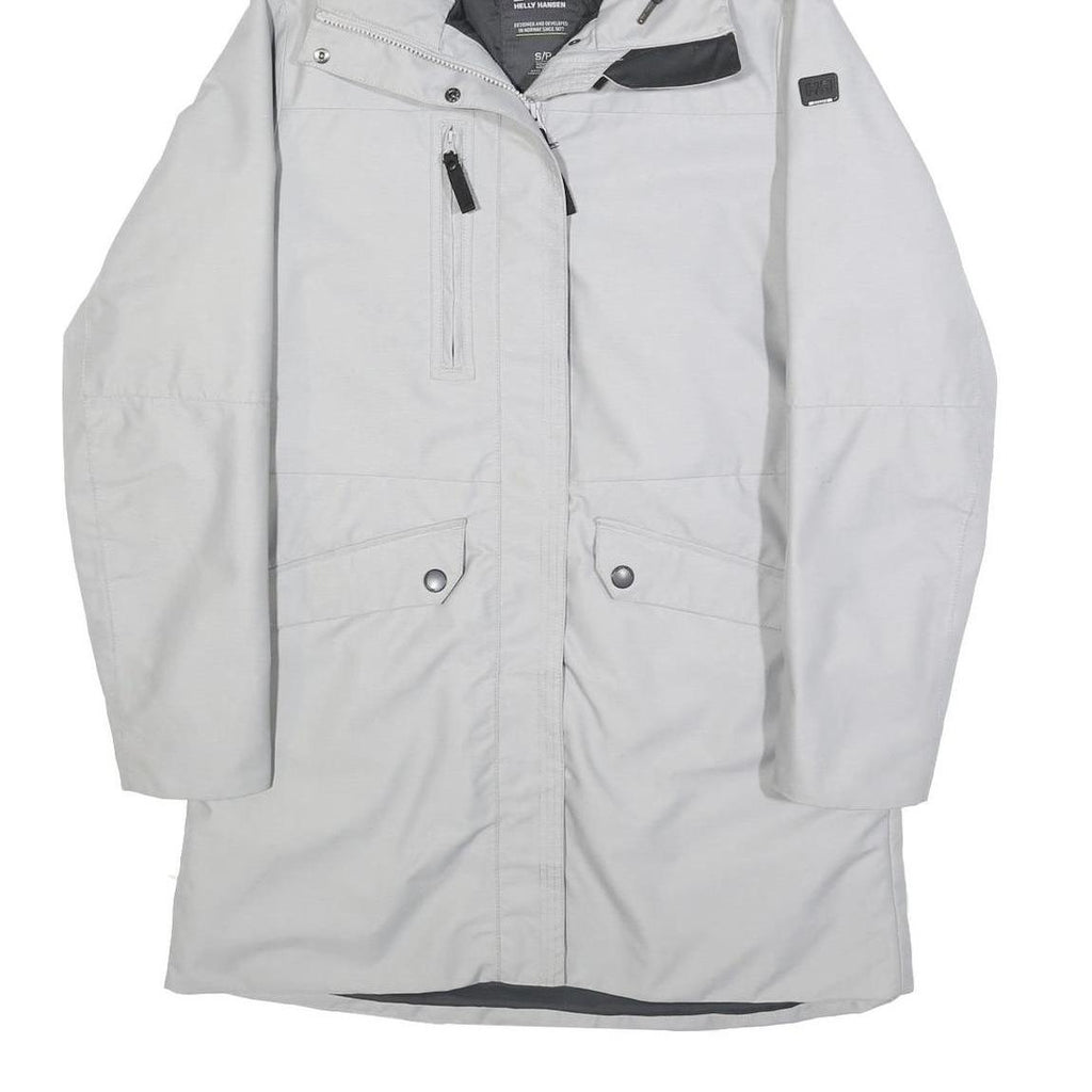 HELLY HANSEN Womens Grey Outdoor Jacket S Polyamide Blend Plain Hooded Zip