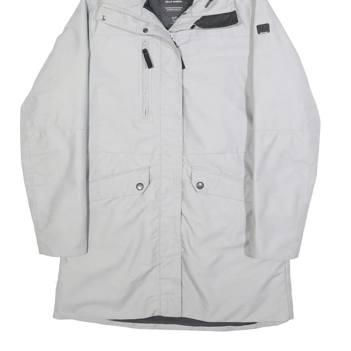 HELLY HANSEN Womens Grey Outdoor Jacket S Polyamide Blend Plain Hooded Zip