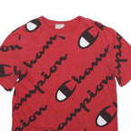 CHAMPION Mens Red Graphic T-Shirt M Short Sleeve Crew Neck Cotton Blend