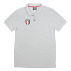 UMBRO Mens Grey Cotton Short Sleeve Polo Shirt S Logo Badge Casual Sportswear