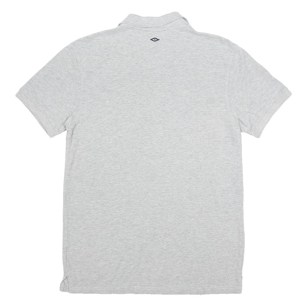 UMBRO Mens Grey Cotton Short Sleeve Polo Shirt S Logo Badge Casual Sportswear