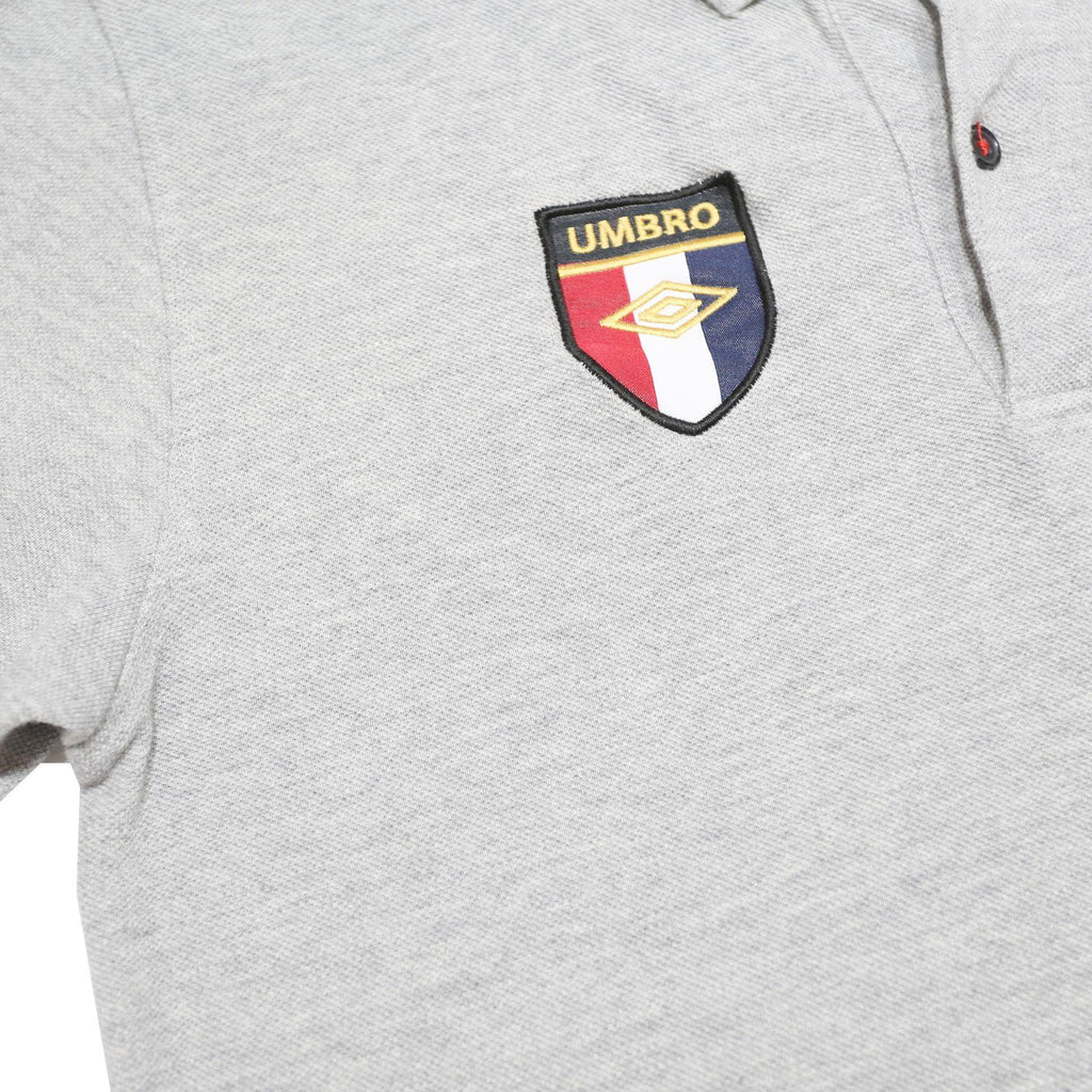 UMBRO Mens Grey Cotton Short Sleeve Polo Shirt S Logo Badge Casual Sportswear