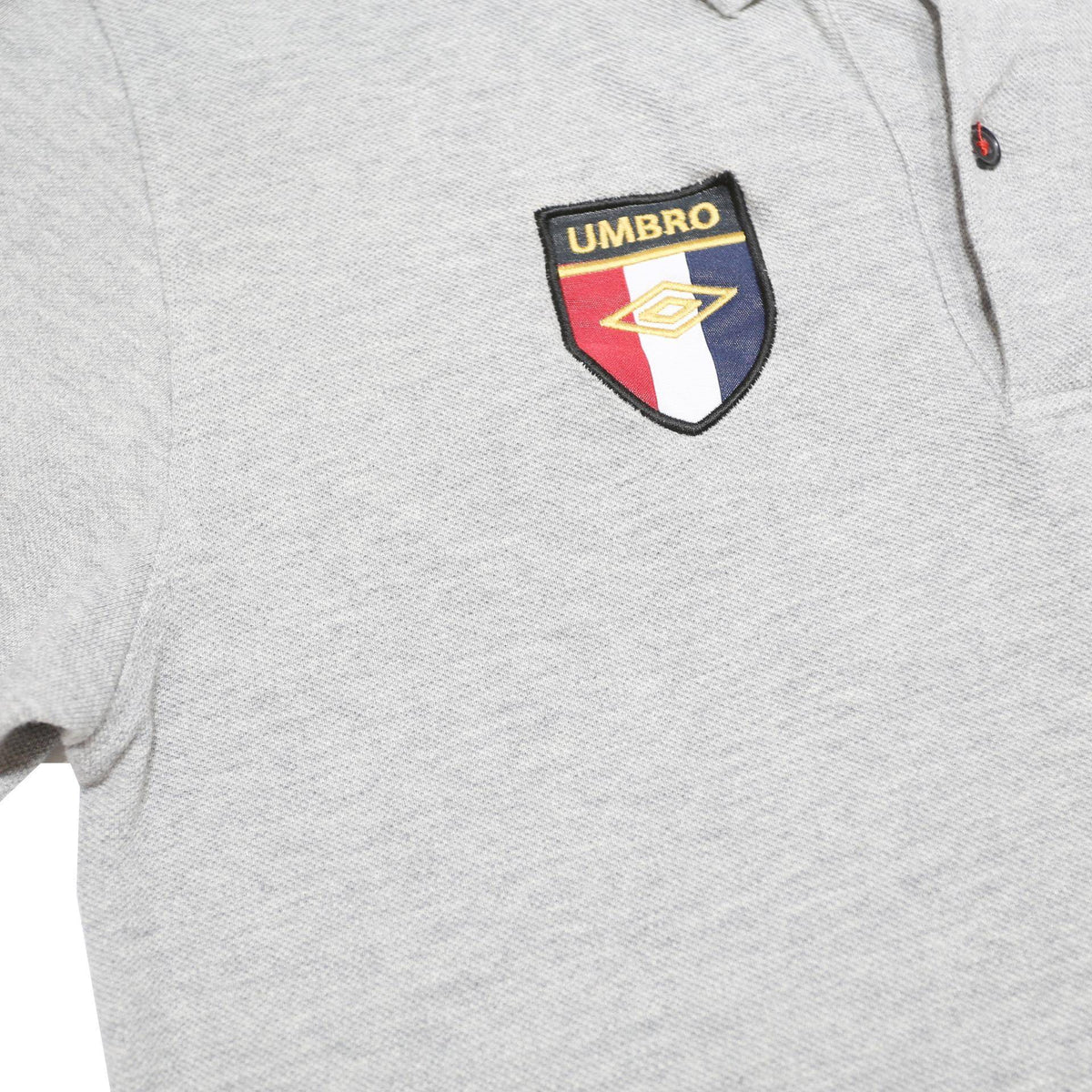 UMBRO Mens Grey Cotton Short Sleeve Polo Shirt S Logo Badge Casual Sportswear