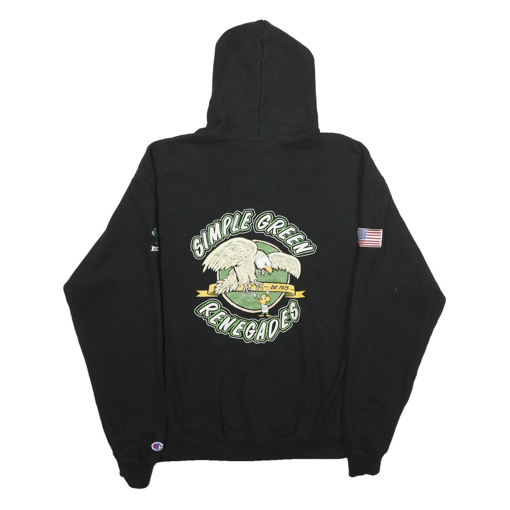 CHAMPION Mens Black Simple Green Renegades Full Zip Hoodie L