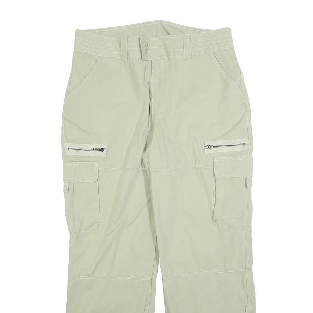 Cotton Blend Mens Beige Relaxed Cargo Trousers W34 L30 Zip Pockets Utility