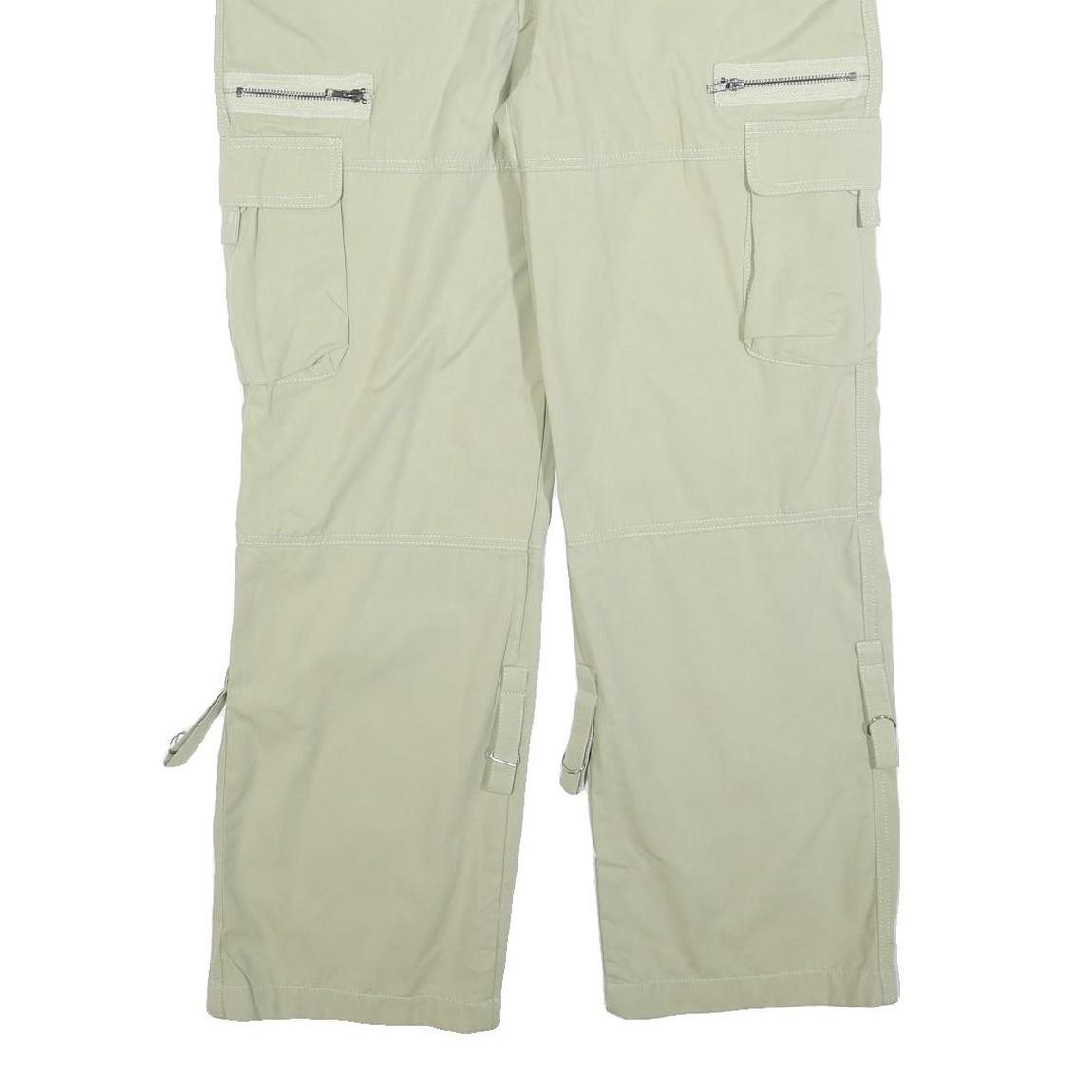 Cotton Blend Mens Beige Relaxed Cargo Trousers W34 L30 Zip Pockets Utility