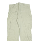 Cotton Blend Mens Beige Relaxed Cargo Trousers W34 L30 Zip Pockets Utility
