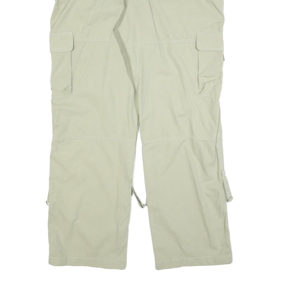 Cotton Blend Mens Beige Relaxed Cargo Trousers W34 L30 Zip Pockets Utility