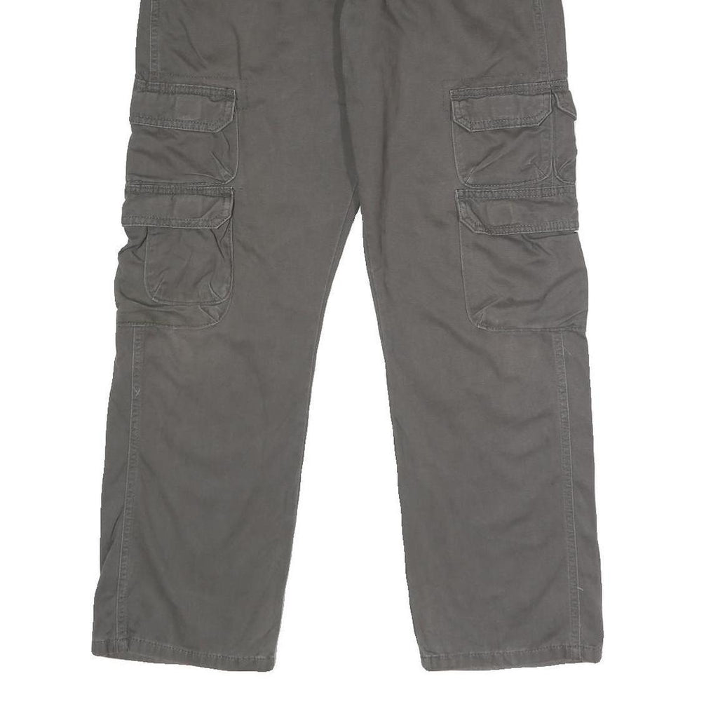 WRANGLER Mens Regular Cargo Cotton Grey Trousers W29 L30 Workwear Zip Closure