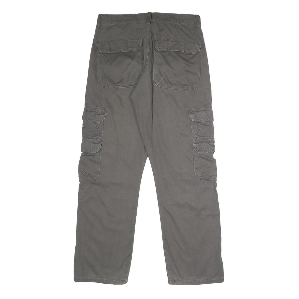 WRANGLER Mens Regular Cargo Cotton Grey Trousers W29 L30 Workwear Zip Closure
