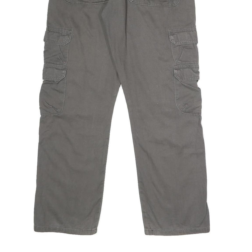 WRANGLER Mens Regular Cargo Cotton Grey Trousers W29 L30 Workwear Zip Closure