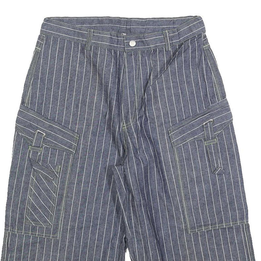 MODE JEANS Mens Shorts Blue Pinstripe Cargo S W28 Comfortable Cotton Blend