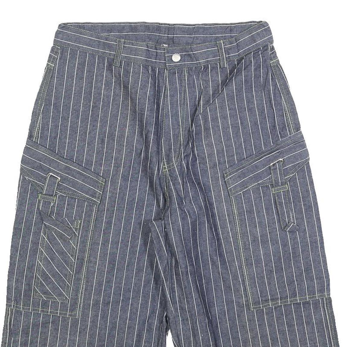 MODE JEANS Mens Shorts Blue Pinstripe Cargo S W28 Comfortable Cotton Blend