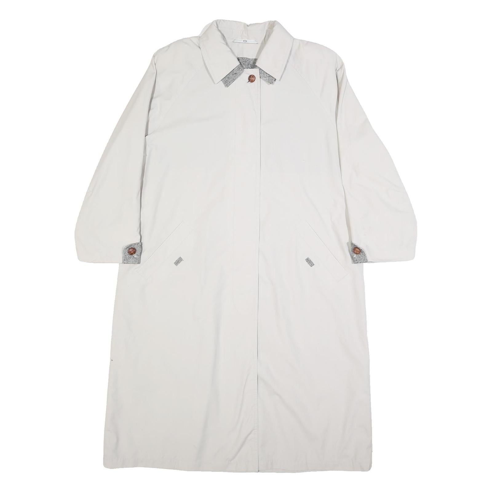 C&A Womens Cream Cotton Blend Button Jacket UK 14 Classic Plain Lightweight