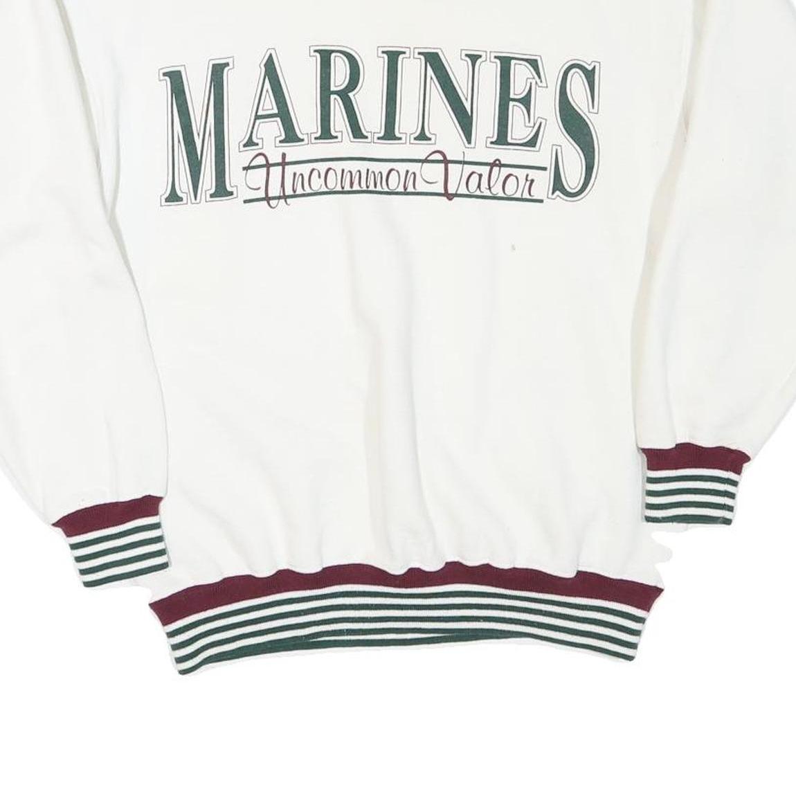 SOFFE Mens White Marines Uncommon Valor Crew Neck M Cotton Sweatshirt