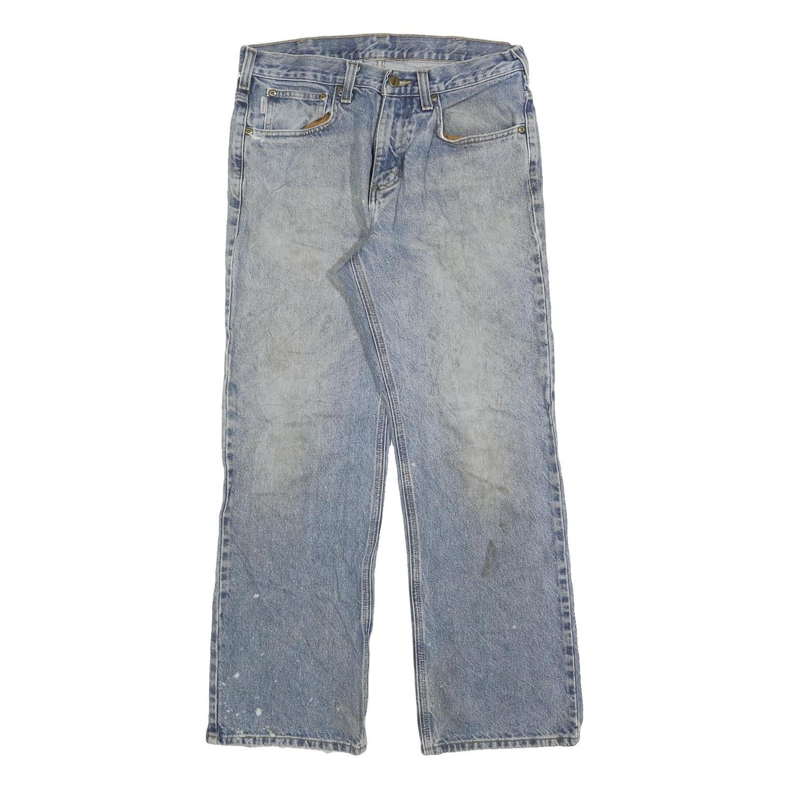 CARHARTT Mens Regular Fit Blue Denim Jeans W32 L30 Classic Zip Closure Sturdy