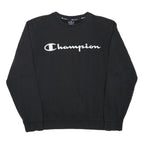 CHAMPION Mens Black Crew Neck S Sweatshirt Cotton Blend Logo Embroidered