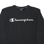CHAMPION Mens Black Crew Neck S Sweatshirt Cotton Blend Logo Embroidered
