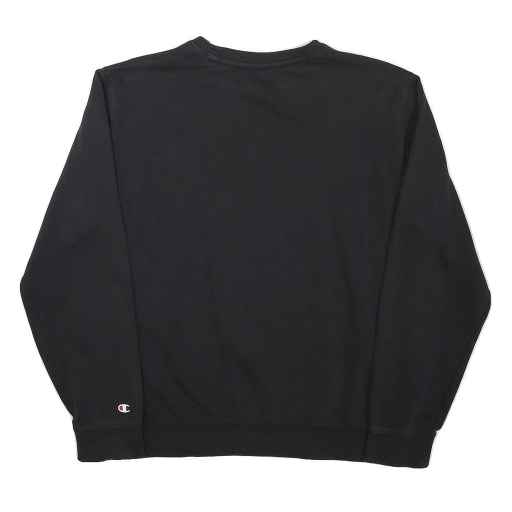 CHAMPION Mens Black Crew Neck S Sweatshirt Cotton Blend Logo Embroidered