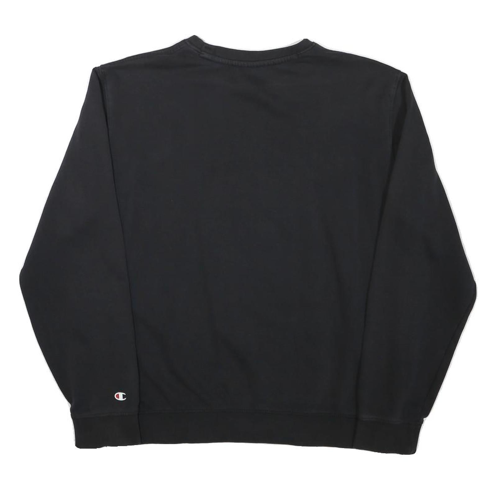 CHAMPION Mens Black Crew Neck S Sweatshirt Cotton Blend Logo Embroidered