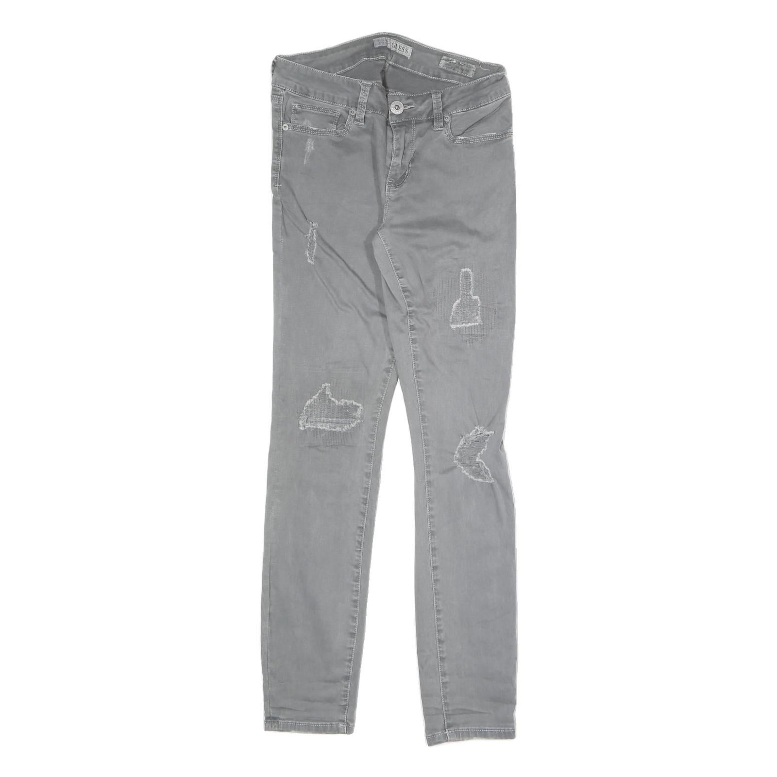 GUESS Womens Slim Fit Grey Denim Skinny Jeans W26 L25 Cotton Blend Zip