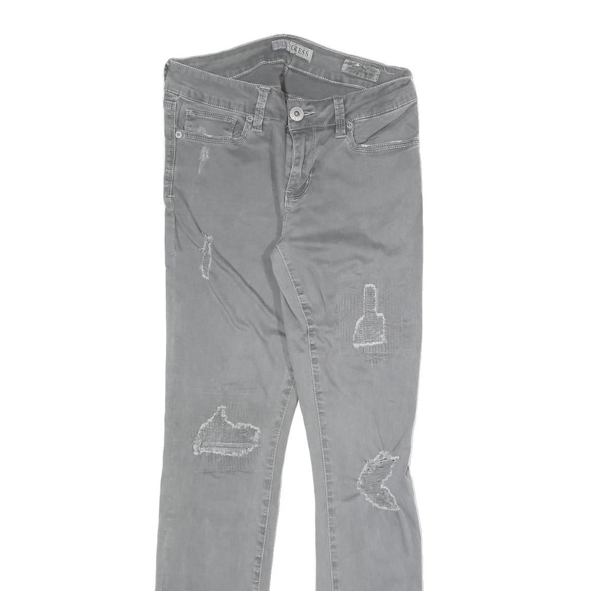 GUESS Womens Slim Fit Grey Denim Skinny Jeans W26 L25 Cotton Blend Zip