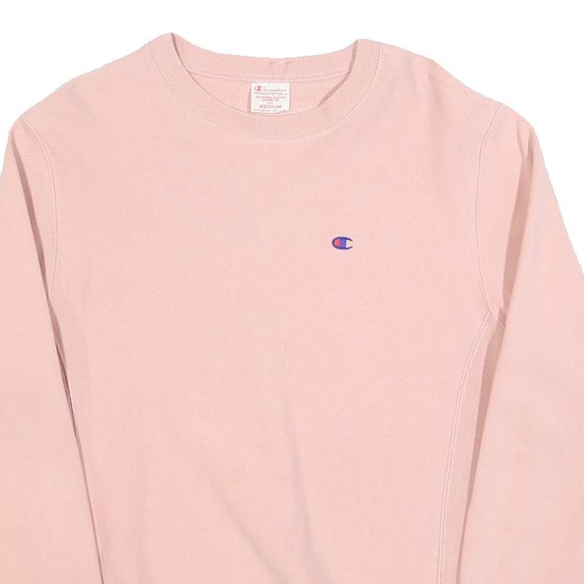 CHAMPION REVERSE WEAVE Womens Pink Cotton Blend Crew Neck Sweatshirt S Classic