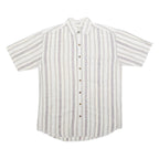 TRADERS Mens White & Pale Purple Striped Cotton Blend Shirt S Casual Summer