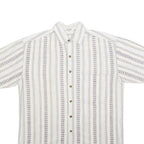 TRADERS Mens White & Pale Purple Striped Cotton Blend Shirt S Casual Summer