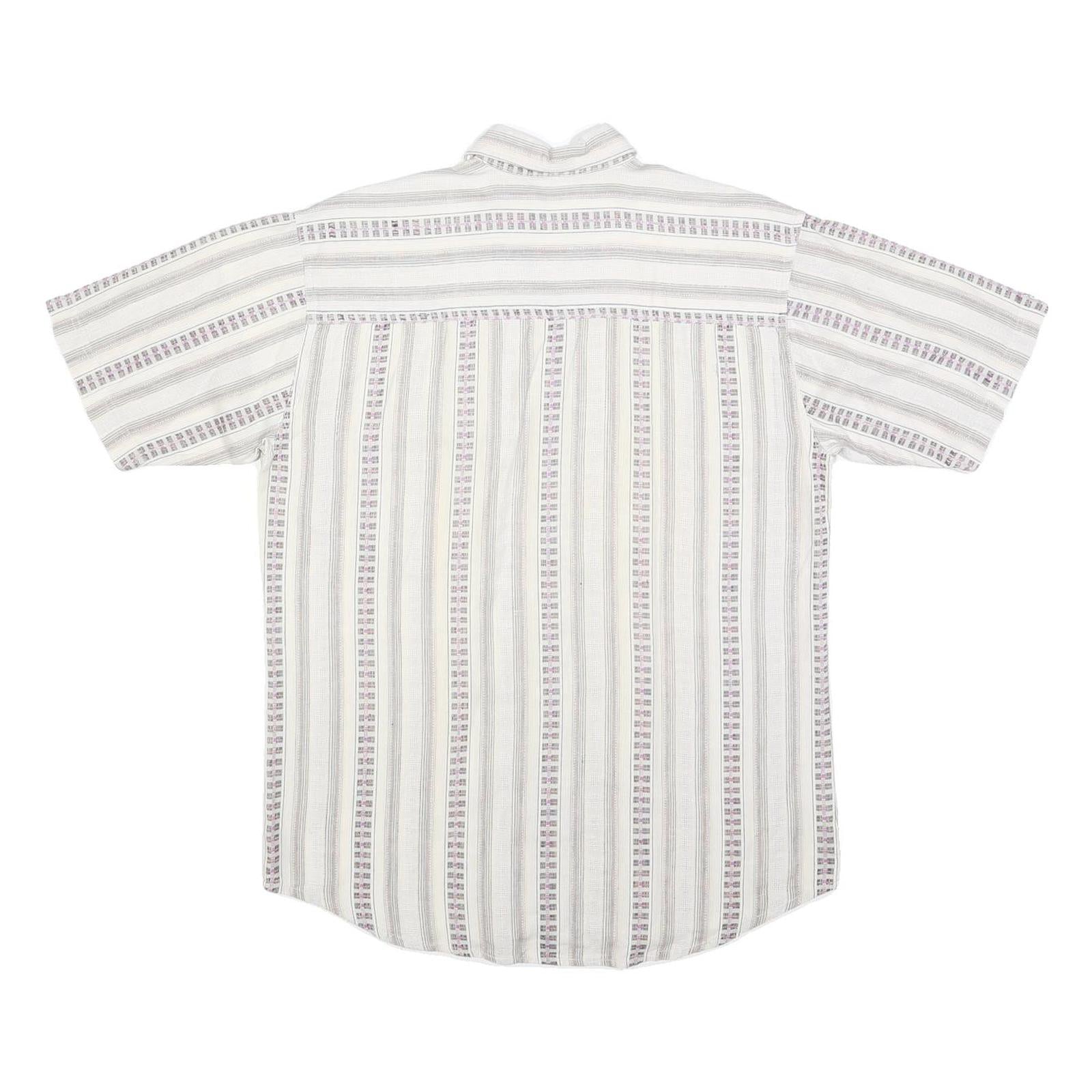 TRADERS Mens White & Pale Purple Striped Cotton Blend Shirt S Casual Summer