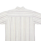 TRADERS Mens White & Pale Purple Striped Cotton Blend Shirt S Casual Summer