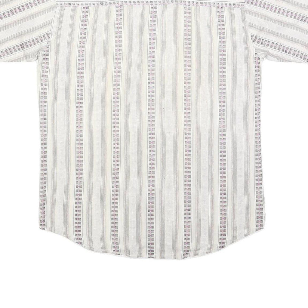 TRADERS Mens White & Pale Purple Striped Cotton Blend Shirt S Casual Summer