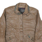 LEATHER LIMITED Womens Brown Leather Zip Jacket XL Leather Distressed Style