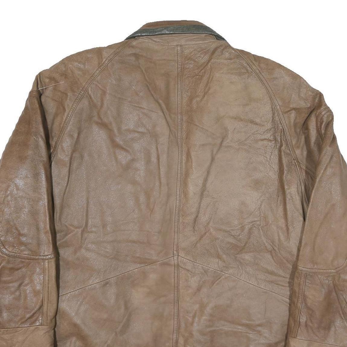 LEATHER LIMITED Womens Brown Leather Zip Jacket XL Leather Distressed Style