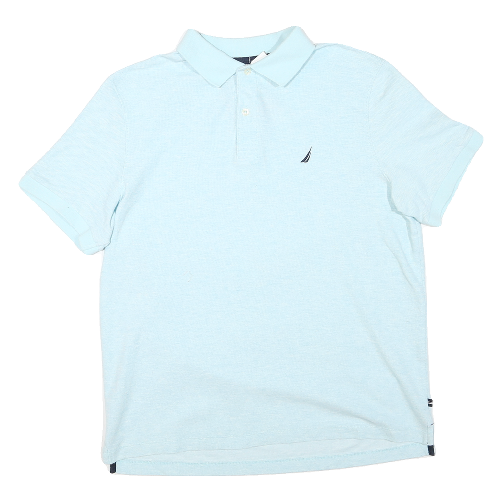 NAUTICA Mens Light Blue Polo Shirt Short Sleeve Cotton Blend L Classic Fit