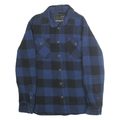 JACHS Mens Blue & Black Check Shirt Cotton S Button Front Casual